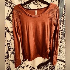 Free People Long Sleeve Cut Out Back Top